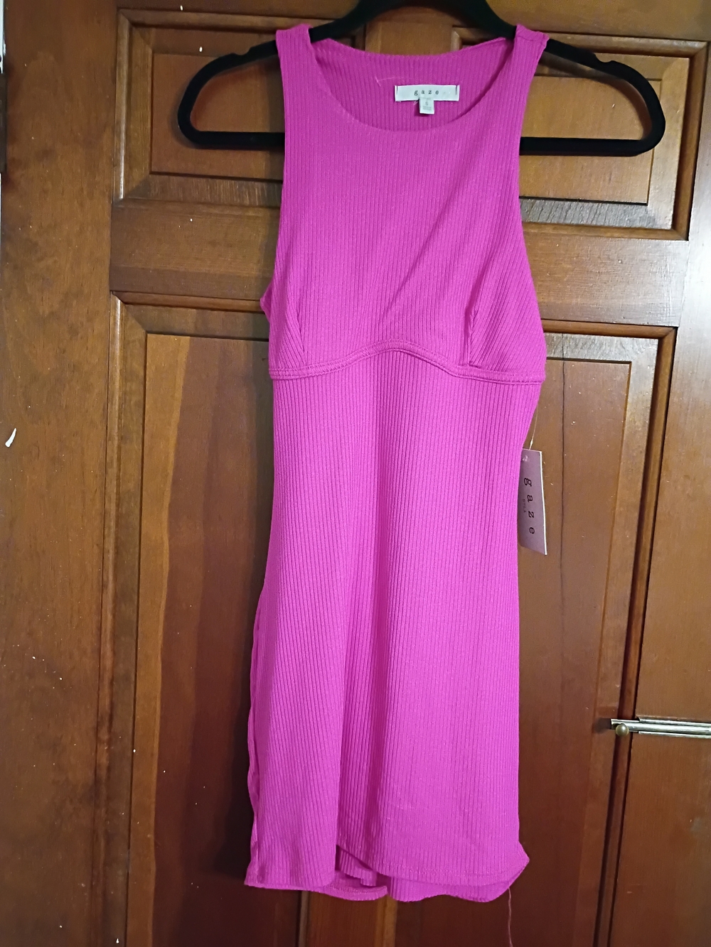 Gaze Fuchsia Ribbed Tank Dress Size S